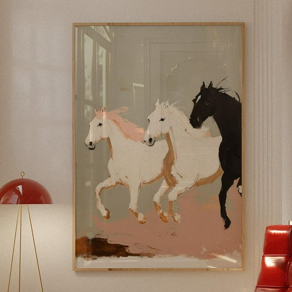 Wall Art, Neutral Horse Print, Western Cowgirl Aesthetic Art, Pastel Horse Wall Decor, Modern Ranch Bedroom Or Living Room Horse Artwork Wall Art, Modern Wall Decor For Living Room, 8x12 UNFRAMED