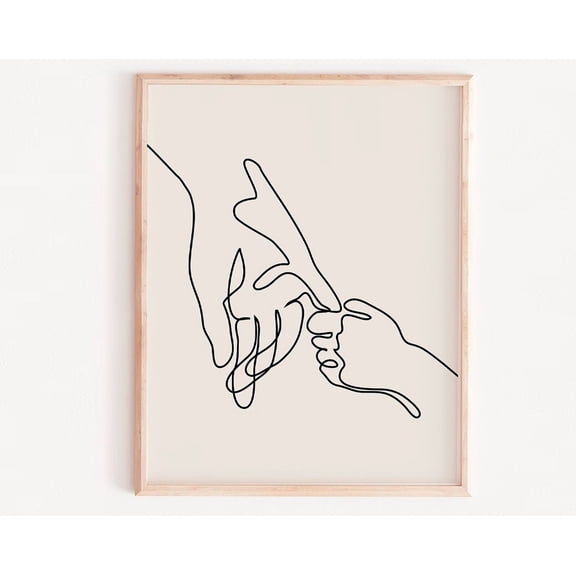 Wall Art, One Line Drawing Print, Hands One Line, Modern Minimalist Wall Art, Continuous Line, Black White One Line Art Wall Art, Modern Wall Decor, 8x12 UNFRAMED