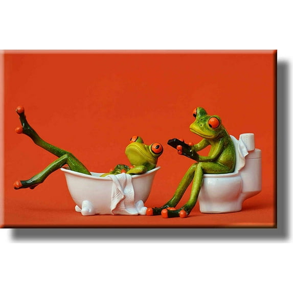 Wall Art Painting on Canvas Frog in Bathroom Wall Decor Funny Frog Painting For Livingroom Bedroom Decoration Framed Painting Ready to Hang