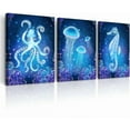 thumbnail image 1 of Wall Art Paintings For Bedroom Living Room Wall Decor Blue Ocean Life Theme Art Prints Wall Artworks Sea Animal Sea Horse Octopus Jellyfish Pictures Bathroom Home Decor Posters 3 Panels, 1 of 6