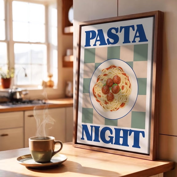 Wall Art Pasta Night Typography Print Kitchen Decor, Unframed Paper Print