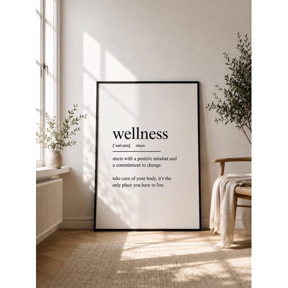 Wall Art Poster Minimalist Wellness Definition Typography Print Self Care Quote Decor for Bedroom