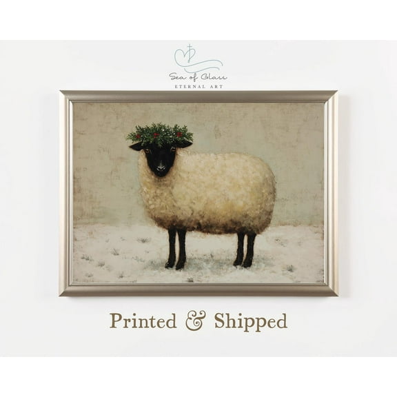 Wall Art Poster, Woolly Sheep Print Poster, Rustic Home Decor, Animal Lovers ,, Winter Style, Cozy Room Accent, Heartwarming, Unframed Poster Size 8x12 F03.1.18l1314