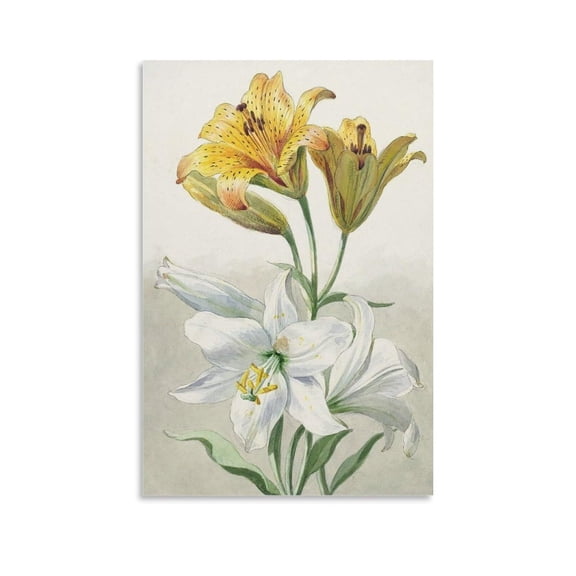 Wall Art Posters Yellow And White Lilies Painting Posters Canvas Art Poster And Wall Art Picture Print Modern Family Bedroom Decor Posters