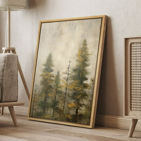 Wall Art Print Pine Tree Misty Forest Landscape Nature Art Print Minimalist Modern Vintage Poster Wall Art, Modern Wall Decor, 24x36 UNFRAMED