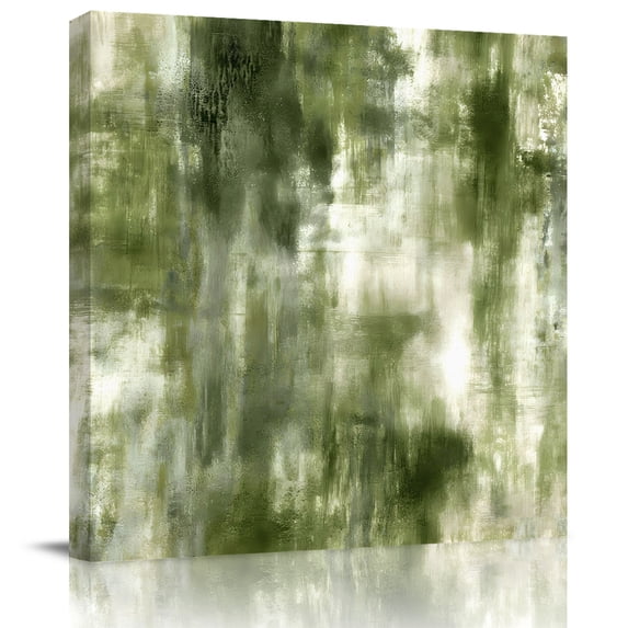 Wall Art Prints, Abstract Bohemia Framed Canvas Prints for Bedroom Living Room Bathroom Office, Modern Minimalist Texture Olive Green Gallery Wrap Wall Art Poster for Gifts Home Decor 28"x28"