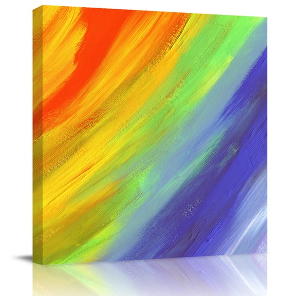 Wall Art Prints, Abstract Ombre Colored, Framed Canvas Prints for Bedroom Living Room Bathroom Office, Rainbow Watercolor Painting Art Gallery Wrap Wall Art Poster for Gifts Home Decor 12"x12"