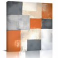 thumbnail image 1 of Wall Art Prints, Abstract Orange Grey Framed Canvas Prints for Bedroom Living Room Bathroom Office, Modern Oil Painting Geometric Art Gallery Wrap Wall Art Poster for Gifts Home Decor 20"x20", 1 of 9