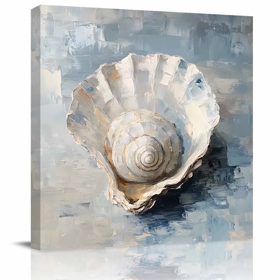 Wall Art Prints, Abstract Seashells Framed Canvas Prints for Bedroom Living Room Bathroom Office, Coastal Nautical Modern Oil Painting Gallery Wrap Wall Art Poster for Gifts Home Decor 24"x24"