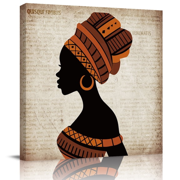 Wall Art Prints, Africa Black Women Framed Canvas Prints for Bedroom Living Room Bathroom Office, African Native Ethnic Vintage Gallery Wrap Wall Art Poster for Gifts Home Decor 8"x8"