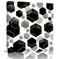thumbnail image 1 of Wall Art Prints, Black Grey Framed Canvas Prints for Bedroom Living Room Bathroom Office, Geometric Gold White Hexagon Modern Gallery Wrap Wall Art Poster for Gifts Home Decor 28"x28", 1 of 9