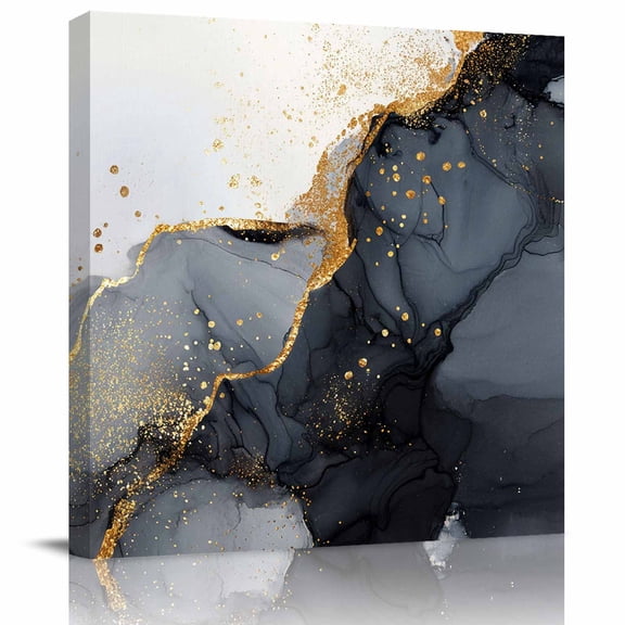 Wall Art Prints, Black White Marble Framed Canvas Prints for Bedroom Living Room Bathroom Office, Retro Modern Abstract Marble Crack Gallery Wrap Wall Art Poster for Gifts Home Decor 20"x20"