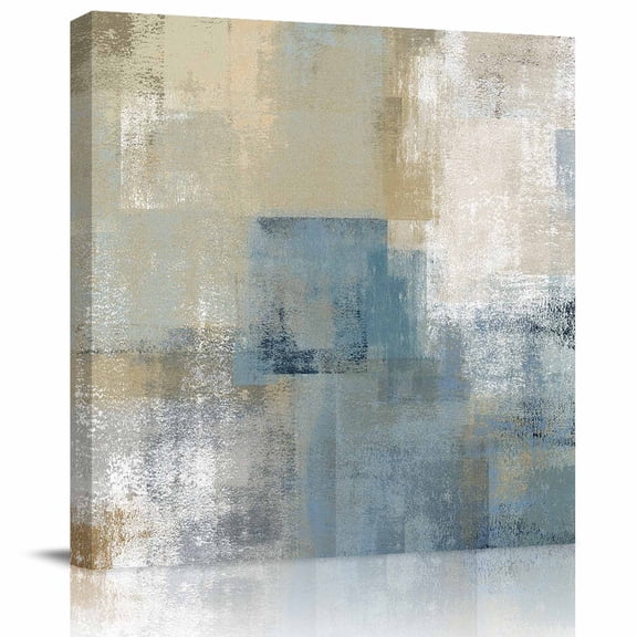 Wall Art Prints, Blue Grey Beige Framed Canvas Prints for Bedroom Living Room Bathroom Office, Abstract Modern Art Oil Painting Gallery Wrap Wall Art Poster for Gifts Home Decor 8"x8"