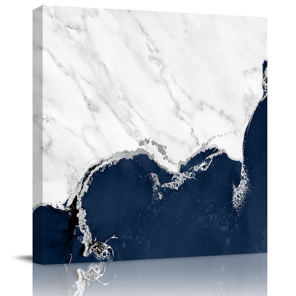 Wall Art Prints, Blue Marble Crack Framed Canvas Prints for Bedroom Living Room Bathroom Office, Modern Abstract Geometric Texture Gallery Wrap Wall Art Poster for Gifts Home Decor 8"x8"