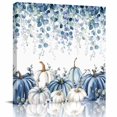 thumbnail image 1 of Wall Art Prints, Blue White Pumpkins Framed Canvas Prints for Bedroom Living Room Bathroom Office, Thanksgiving Fall Blue Eucalyptus Leaves Gallery Wrap Wall Art Poster for Gifts Home Decor 16"x16", 1 of 9