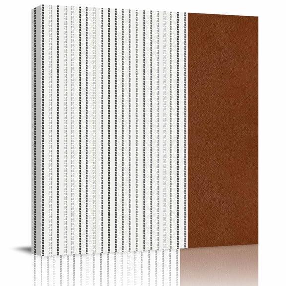Wall Art Prints, Boho Brown Leather Texture Framed Canvas Prints for Bedroom Living Room Bathroom Office, Modern Black Striped Gallery Wrap Wall Art Poster for Gifts Home Decor 24"x24"