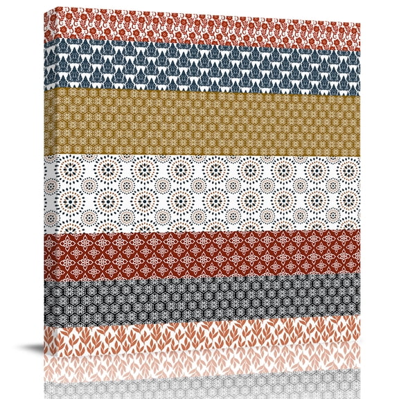 Wall Art Prints, Boho Geometric Framed Canvas Prints for Bedroom Living Room Bathroom Office, Bohemian Stripes Aztec Tribe Vintage Gallery Wrap Wall Art Poster for Gifts Home Decor 8"x8"