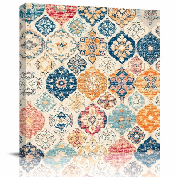 Wall Art Prints, Boho Morocco Framed Canvas Prints for Bedroom Living Room Bathroom Office, Retro Farmhouse Ethnic Neutral Aesthetic Gallery Wrap Wall Art Poster for Gifts Home Decor 12"x12"