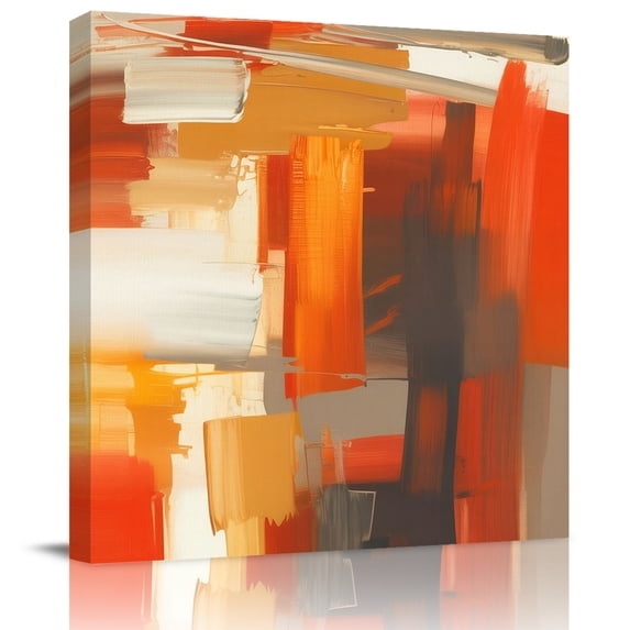 Wall Art Prints, Burnt Orange Brown Framed Canvas Prints for Bedroom Living Room Bathroom Office, Farmhouse Ombre Abstract Mottled Art Gallery Wrap Wall Art Poster for Gifts Home Decor 16"x16"