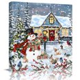 thumbnail image 1 of Wall Art Prints, Christmas Framed Canvas Prints for Bedroom Living Room Bathroom Office, Farmhouse Snowman Xmas Tree Snowflake Gallery Wrap Wall Art Poster for Gifts Home Decor 24"x24", 1 of 9