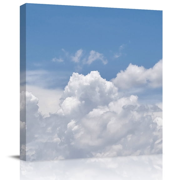 Wall Art Prints, Clouds Framed Canvas Prints for Bedroom Living Room Bathroom Office, Blue White Sky Natural Landscape Gallery Wrap Wall Art Poster for Gifts Home Decor 8"x8"