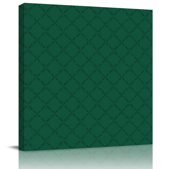 Wall Art Prints, Dark Green Plaid Framed Canvas Prints for Bedroom Living Room Bathroom Office, Country Vintage Abstract Striped Lattice Gallery Wrap Wall Art Poster for Gifts Home Decor 24"x24"