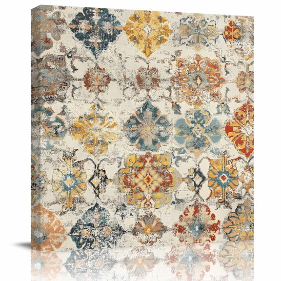 Wall Art Prints, Farmhouse Morocco Framed Canvas Prints for Bedroom Living Room Bathroom Office, Boho Abstract Shabby Texture Art Gallery Wrap Wall Art Poster for Gifts Home Decor 16"x16"