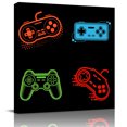thumbnail image 1 of Wall Art Prints, Game Controller Framed Canvas Prints for Bedroom Living Room Bathroom Office, Modern Art Gaming Handheld Black Gallery Wrap Wall Art Poster for Gifts Home Decor 16"x16", 1 of 9