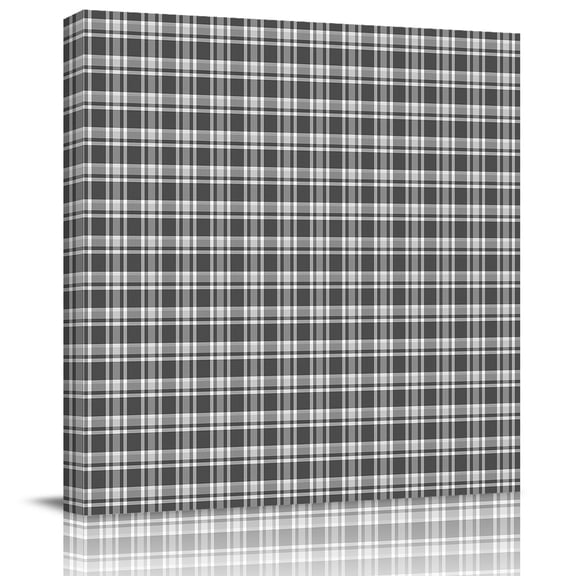 Wall Art Prints, Geometric Lattice, Framed Canvas Prints for Bedroom Living Room Bathroom Office, Black Grey Classic Farmhouse Plaid Gallery Wrap Wall Art Poster for Gifts Home Decor 8"x8"