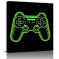 thumbnail image 1 of Wall Art Prints, Green Game Controller Framed Canvas Prints for Bedroom Living Room Bathroom Office, Modern Art Gaming Handheld Black Gallery Wrap Wall Art Poster for Gifts Home Decor 16"x16", 1 of 9