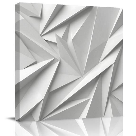 Wall Art Prints, Grey Geometric Framed Canvas Prints for Bedroom Living Room Bathroom Office, Modern 3D Relief Abstract Minimalist Gallery Wrap Wall Art Poster for Gifts Home Decor 20"x20"