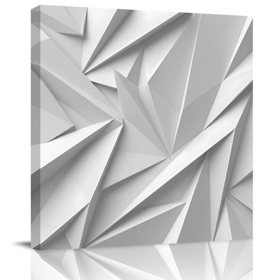 Wall Art Prints, Grey Geometric Framed Canvas Prints for Bedroom Living Room Bathroom Office, Modern 3D Relief Abstract Minimalist Gallery Wrap Wall Art Poster for Gifts Home Decor 12"x12"
