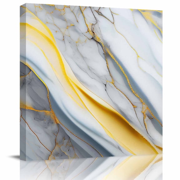 Wall Art Prints, Grey Marble Framed Canvas Prints for Bedroom Living Room Bathroom Office, Modern Abstract Gold Ombre Aesthetic Art Gallery Wrap Wall Art Poster for Gifts Home Decor 8"x8"
