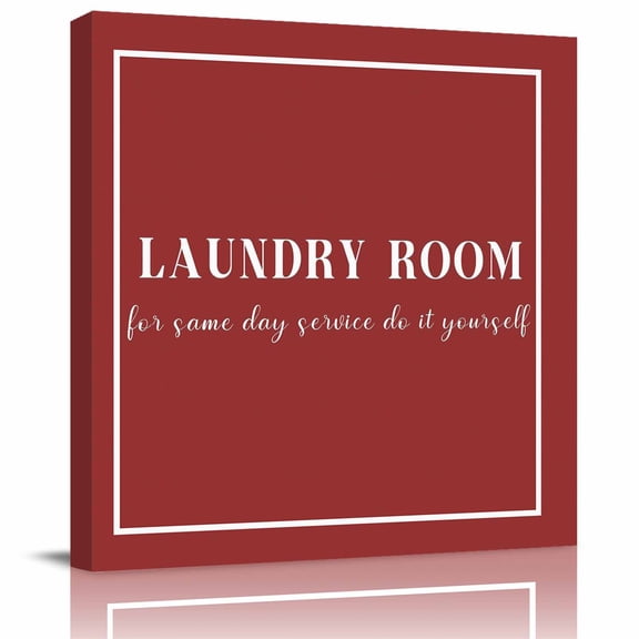 Wall Art Prints, Laundry Room Framed Canvas Prints for Bedroom Living Room Bathroom Office, Pure Red Minimalist Solid Color Modern Art Gallery Wrap Wall Art Poster for Gifts Home Decor 8"x8"