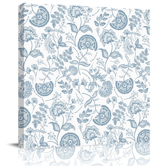 Wall Art Prints, Light Blue Farmhouse Framed Canvas Prints for Bedroom Living Room Bathroom Office, Retro Botanical Plant Fruit Leaf Gallery Wrap Wall Art Poster for Gifts Home Decor 12"x12"