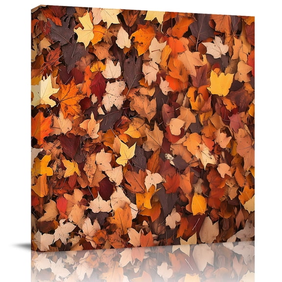 Wall Art Prints, Maple Leaf Autumn Framed Canvas Prints for Bedroom Living Room Bathroom Office, Farmhouse Fall Botanical Leaves Gallery Wrap Wall Art Poster for Gifts Home Decor 20"x20"