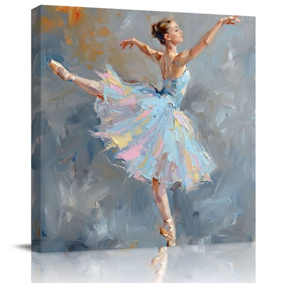 Wall Art Prints, Modern Art Dancing Framed Canvas Prints for Bedroom Living Room Bathroom Office, Pink Blue Art Elegant Classic Gallery Wrap Wall Art Poster for Gifts Home Decor 28"x28"