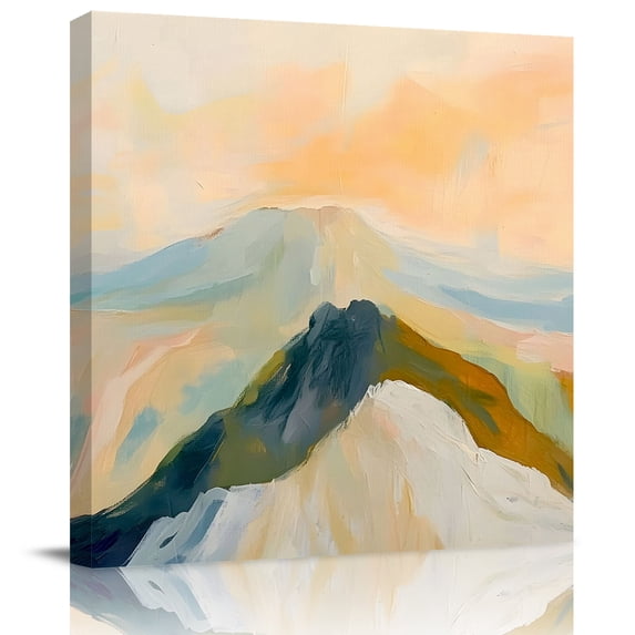 Wall Art Prints, Mountain Framed Canvas Prints for Bedroom Living Room Bathroom Office, Farmhouse Vintage Abstract Natural Scenery Gallery Wrap Wall Art Poster for Gifts Home Decor 20"x20"