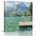 thumbnail image 1 of Wall Art Prints, Mountain Lake Framed Canvas Prints for Bedroom Living Room Bathroom Office, Summer Farmhouse Forest Nature Scenery Gallery Wrap Wall Art Poster for Gifts Home Decor 8"x8", 1 of 9