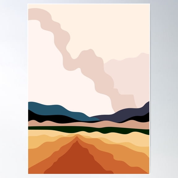 Wall Art Prints Nature Decor Landscape Minimalist Abstract Mountains Sky Clouds Sunset Poster Wall Art, Modern Wall Decor For Living Room Bedroom, 16x24 UNFRAMED
