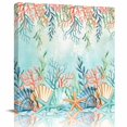 thumbnail image 1 of Wall Art Prints, Ocean Starfish Seaweed Framed Canvas Prints for Bedroom Living Room Bathroom Office, Summer Coastal Beach Shell Coral Teal Gallery Wrap Wall Art Poster for Gifts Home Decor 12"x12", 1 of 9