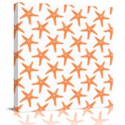 Wall Art Prints, Orange Beach Starfish Framed Canvas Prints for Bedroom Living Room Bathroom Office, Summer Ocean Nautical Coastal Gallery Wrap Wall Art Poster for Gifts Home Decor 12"x12"