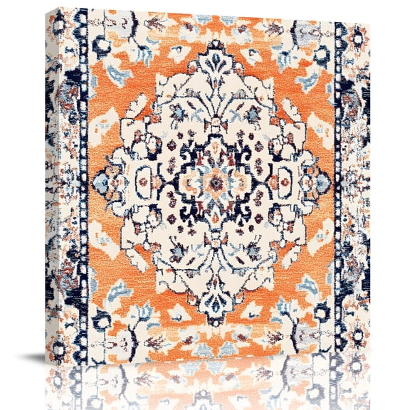 Wall Art Prints, Orange Boho Framed Canvas Prints for Bedroom Living Room Bathroom Office, Vintage Ethnic Tribe Abstract Art Gallery Wrap Wall Art Poster for Gifts Home Decor 8"x8"