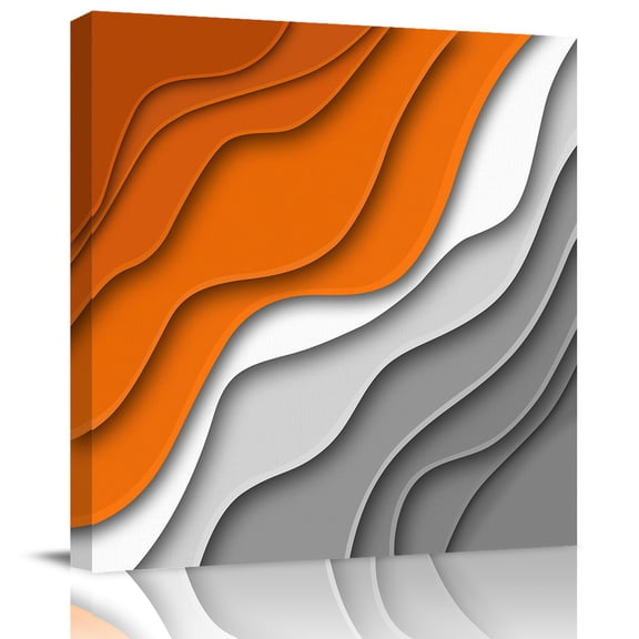 Wall Art Prints, Orange Grey Ombre Framed Canvas Prints for Bedroom Living Room Bathroom Office, Modern Geometric Abstract Aesthetics Cream Gallery Wrap Wall Art Poster for Gifts Home Decor 8"x8"