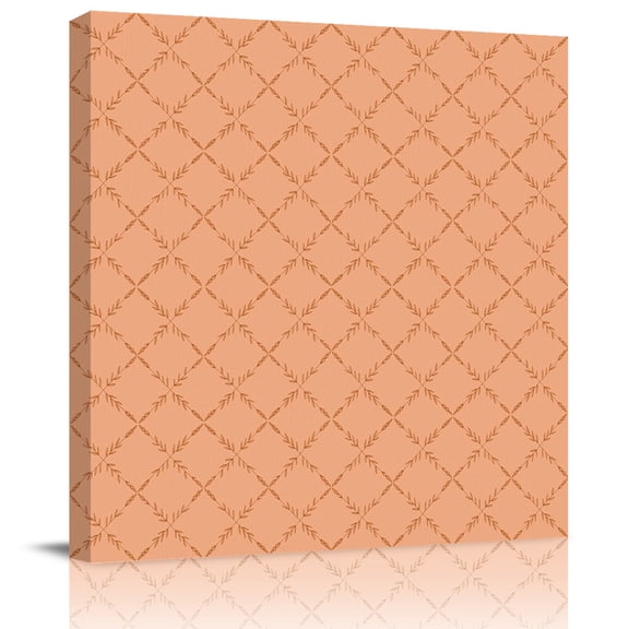Wall Art Prints, Orange Plaid Framed Canvas Prints for Bedroom Living Room Bathroom Office, Modern Farmhouse Simple Abstract Stripes Gallery Wrap Wall Art Poster for Gifts Home Decor 24"x24"