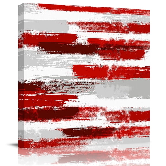 Wall Art Prints, Red Abstract Framed Canvas Prints for Bedroom Living Room Bathroom Office, Grey Modern Mottled Art Oil Painting Gallery Wrap Wall Art Poster for Gifts Home Decor 28"x28"