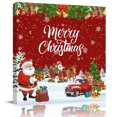 thumbnail image 1 of Wall Art Prints, Red Christmas Framed Canvas Prints for Bedroom Living Room Bathroom Office, Xmas Santa Truck Tree Snowflake Botanical Gallery Wrap Wall Art Poster for Gifts Home Decor 16"x16", 1 of 9