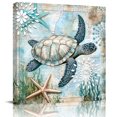 thumbnail image 1 of Wall Art Prints, Sea Turtle Coastal Framed Canvas Prints for Bedroom Living Room Bathroom Office, Starfish Coral Summer Beach Gallery Wrap Wall Art Poster for Gifts Home Decor 8"x8", 1 of 9