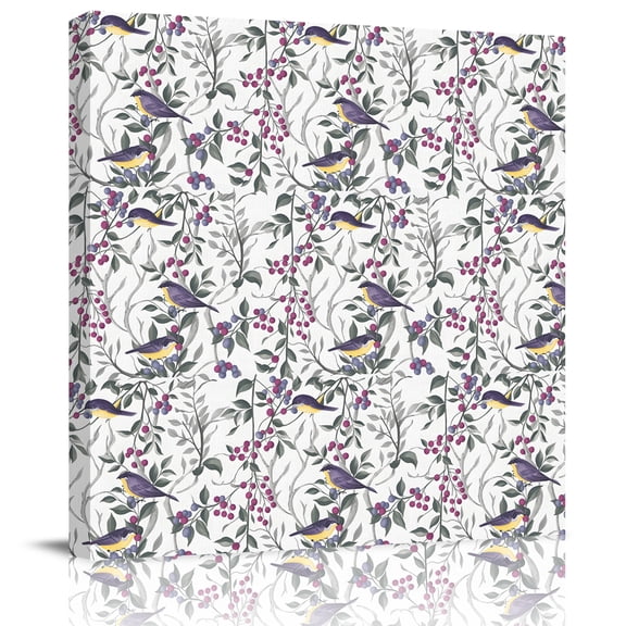 Wall Art Prints, Spring Botanical Birds Framed Canvas Prints for Bedroom Living Room Bathroom Office, Garden Floral Twigs Farmhouse Gallery Wrap Wall Art Poster for Gifts Home Decor 8"x8"