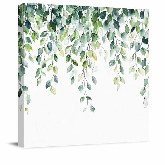 Wall Art Prints, Spring Eucalyptus Leaves Framed Canvas Prints for Bedroom Living Room Bathroom Office, Botanical Summer Gallery Wrap Wall Art Poster for Gifts Home Decor 24"x24"